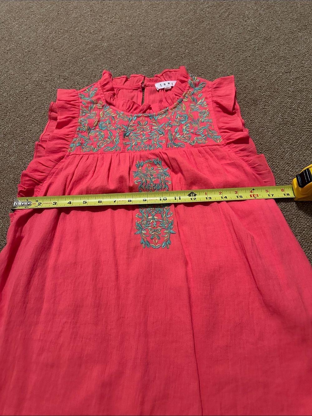 THML Bright Pink Embroidered Ruffle Top - Picture 4 of 4